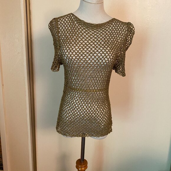 Bronze mesh short sleeved top - Picture 7 of 13
